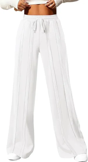 ANRABESS Women High Waist Wide Straight Leg Sweatpants Casual 2025 Joggers Sweat Lounge Pants with Pockets