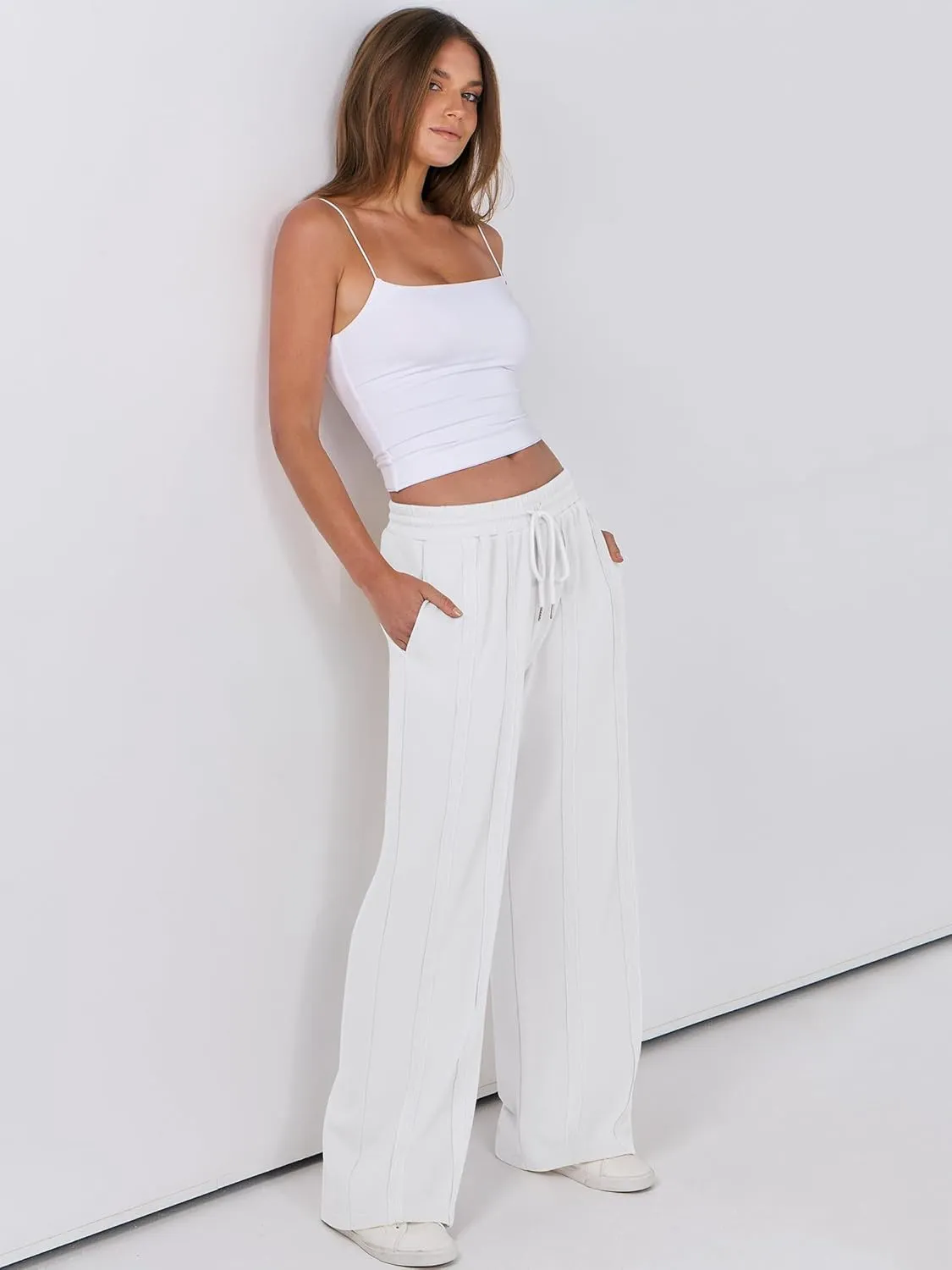 ANRABESS Women High Waist Wide Straight Leg Sweatpants Casual 2025 Joggers Sweat Lounge Pants with Pockets