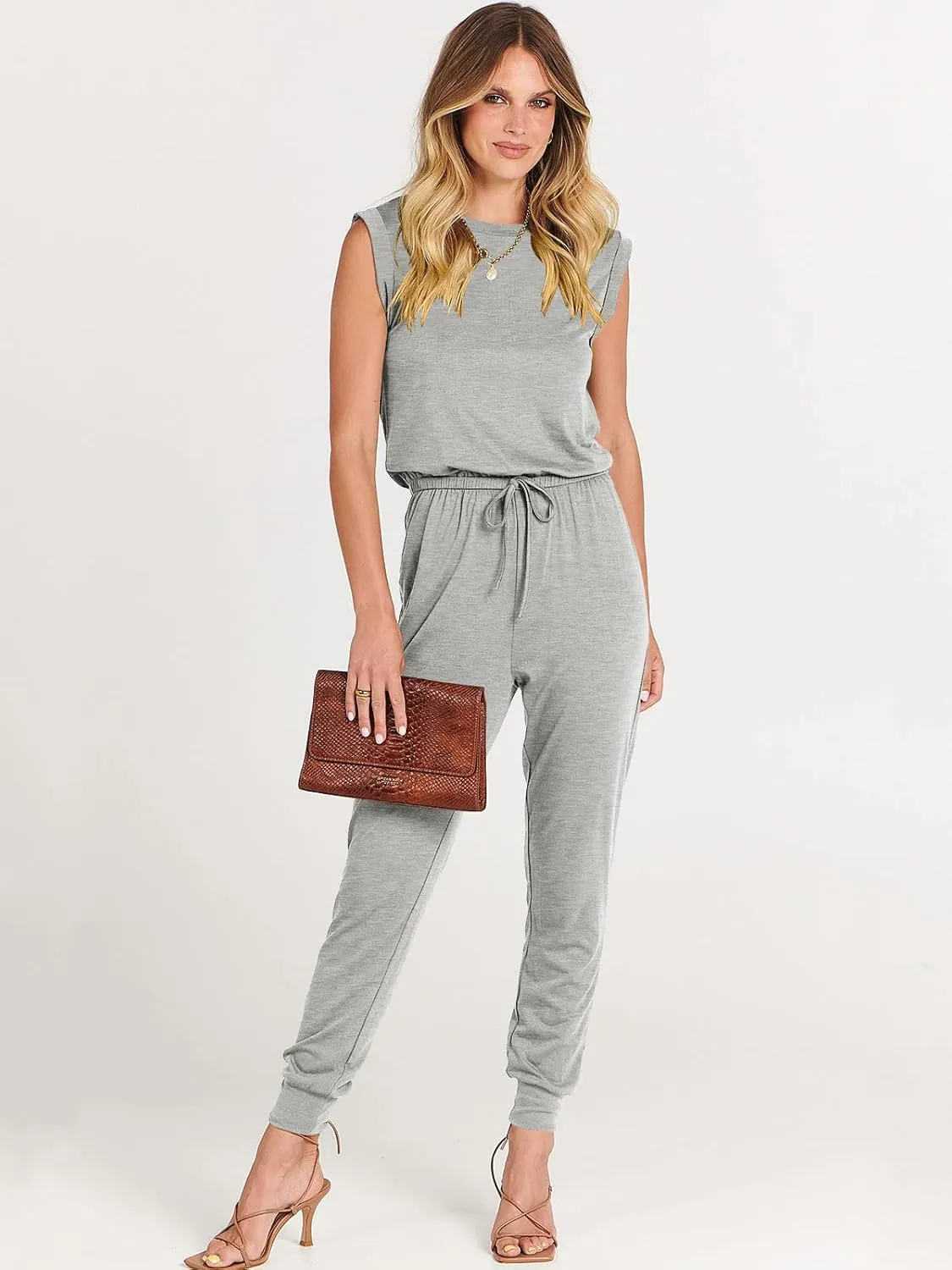 ANRABESS Womens Summer Crewneck Sleeveless Casual Dressy Loose Stretchy Jumpsuits Rompers 2025 Trendy Outfits