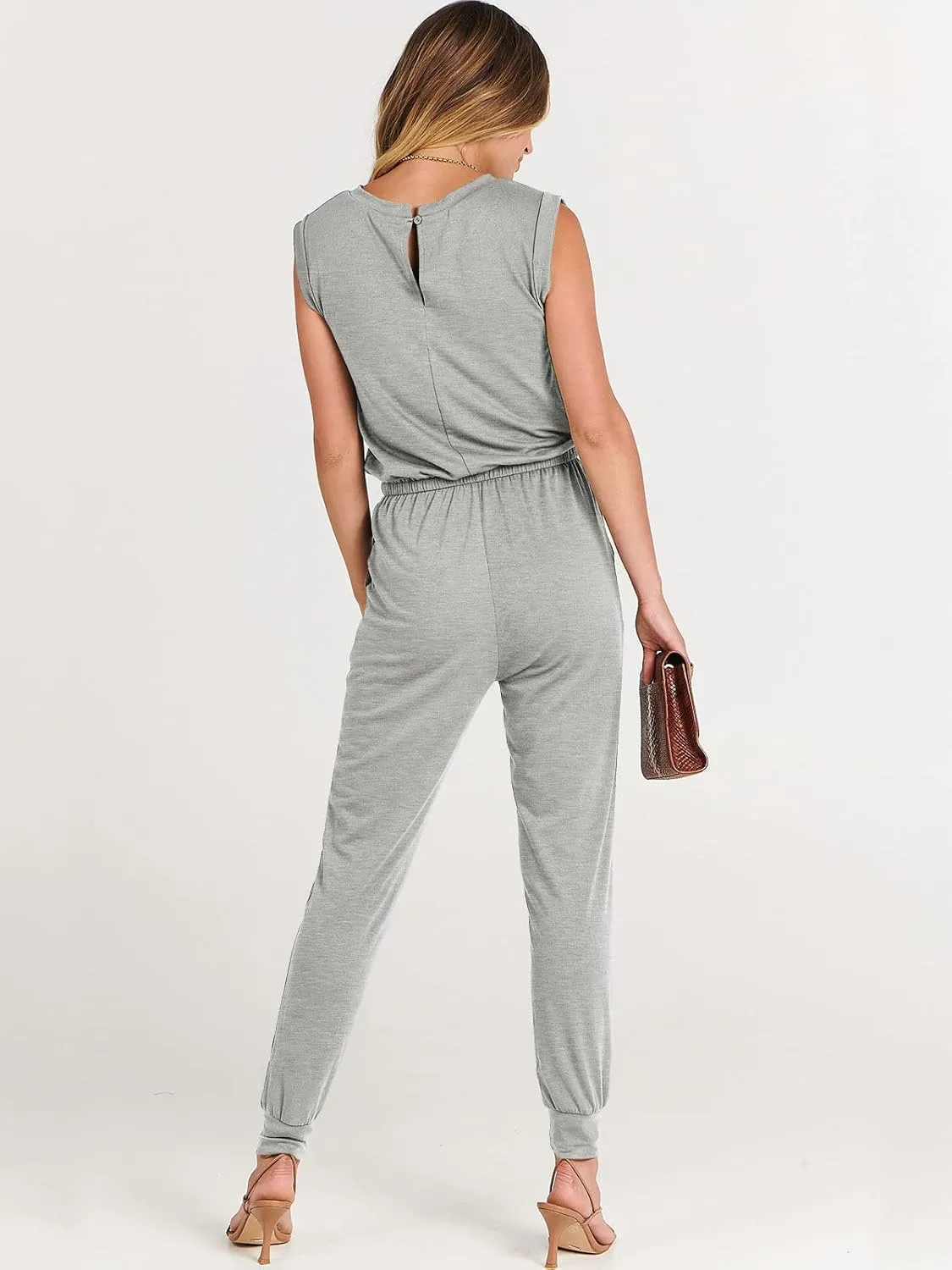 ANRABESS Womens Summer Crewneck Sleeveless Casual Dressy Loose Stretchy Jumpsuits Rompers 2025 Trendy Outfits