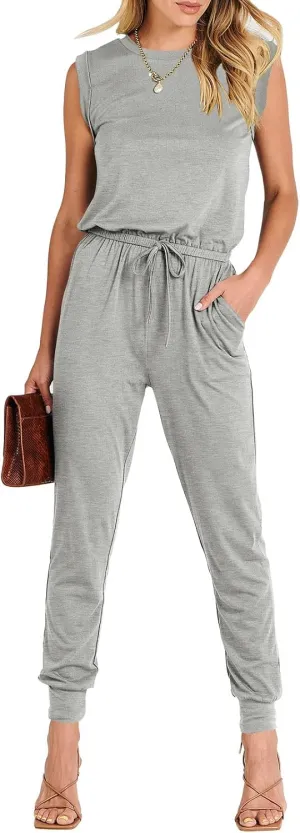 ANRABESS Womens Summer Crewneck Sleeveless Casual Dressy Loose Stretchy Jumpsuits Rompers 2025 Trendy Outfits