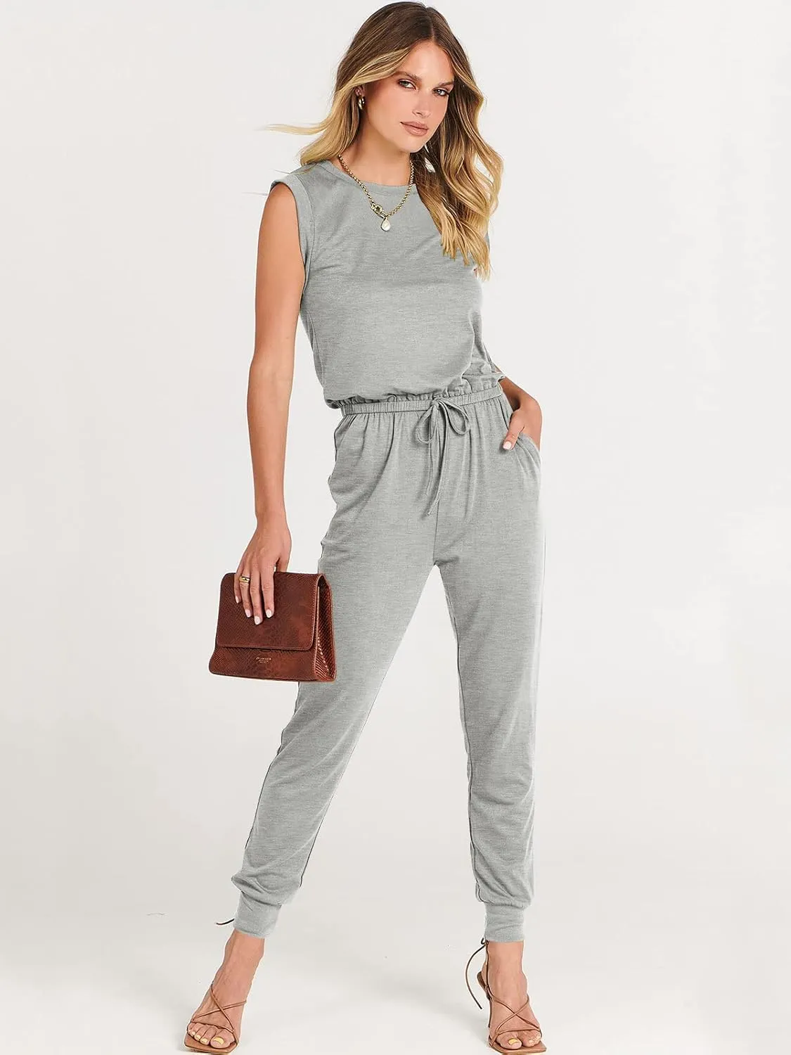 ANRABESS Womens Summer Crewneck Sleeveless Casual Dressy Loose Stretchy Jumpsuits Rompers 2025 Trendy Outfits