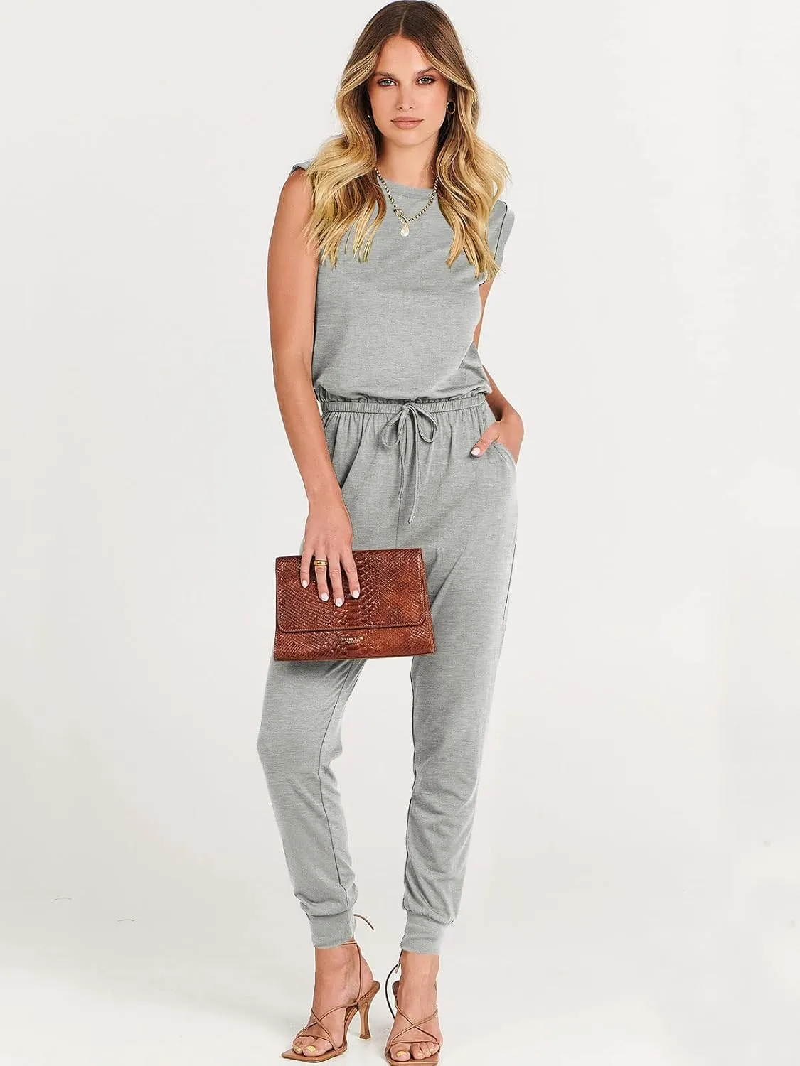 ANRABESS Womens Summer Crewneck Sleeveless Casual Dressy Loose Stretchy Jumpsuits Rompers 2025 Trendy Outfits