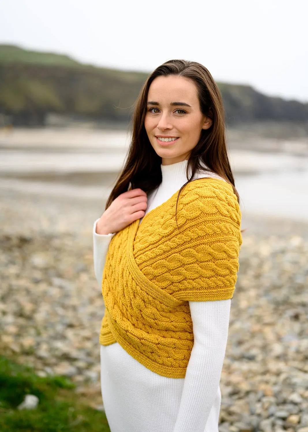 Aran Crossover Wrap | Sunflower
