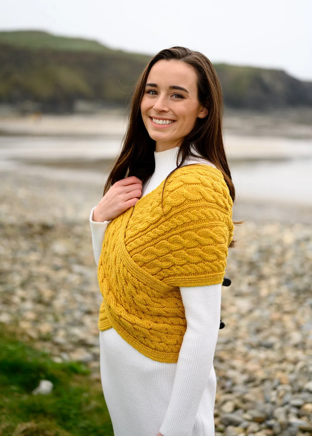 Aran Crossover Wrap | Sunflower