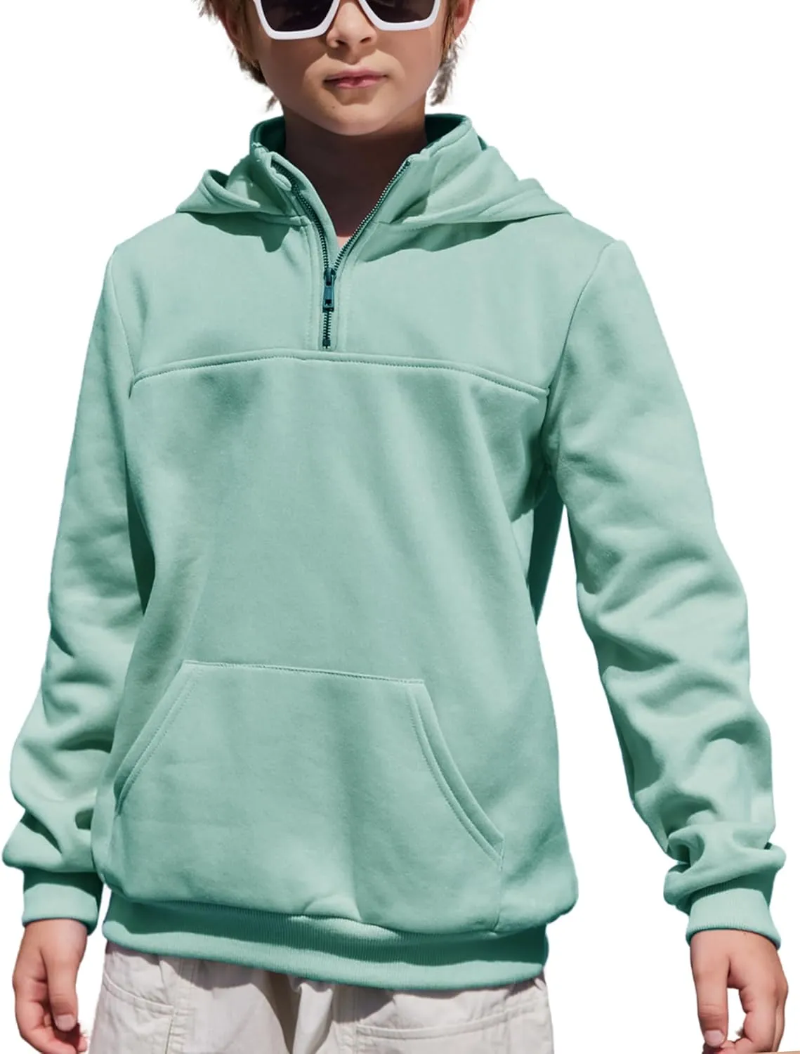 Arshiner Boy's Loose Fit Quarter-Zip Pullover Hoodie Sweatshirt - Lightweight Fleece - 4~12 Years Kids
