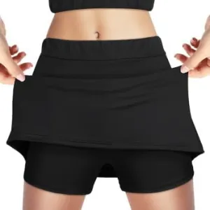 Athletic Skirt Skort Golf Skirts with Skort Black Tennis Skirt Athletic Sport Skirt Women Running Skirt Active Clothing Size S, Small Plus Short