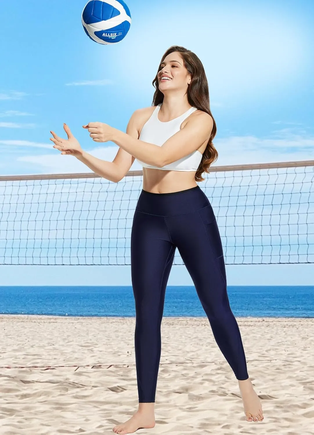 baleaf Women's 28" High Waisted Swim Pants Swimming Leggings Sun Protection Modest Swimsuits UPF50  with Pockets