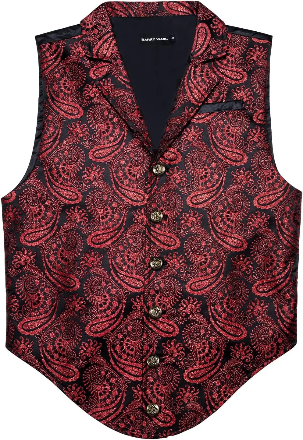 Barry.Wang Mens Victorian Suit Vest Lapel Collar Silk Paisley Steampunk Gothic Waistcoat Formal/Leisure Party