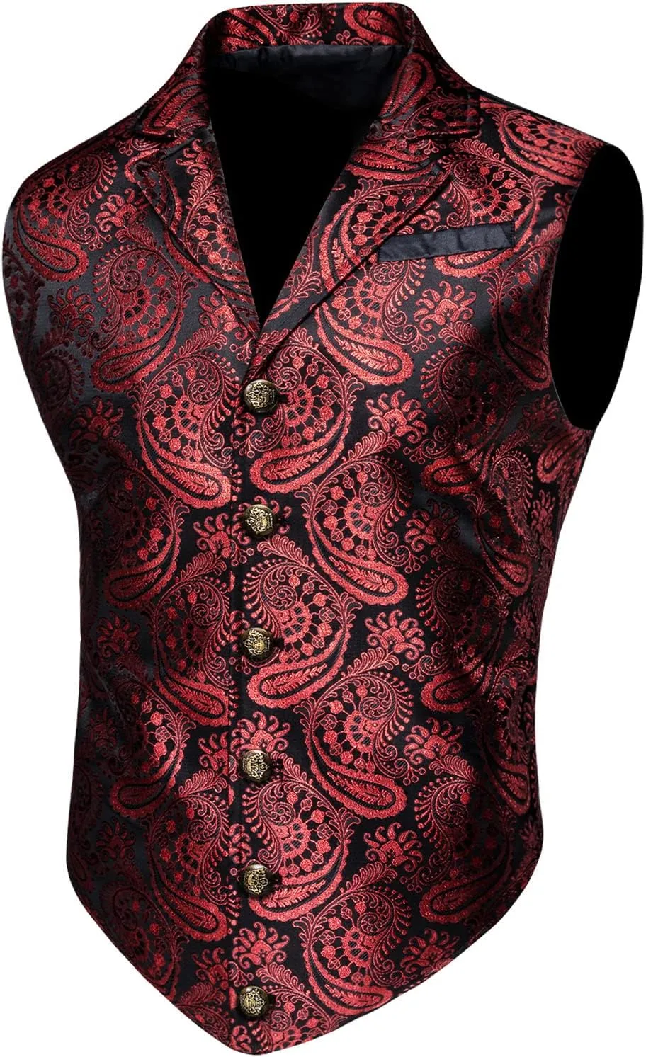 Barry.Wang Mens Victorian Suit Vest Lapel Collar Silk Paisley Steampunk Gothic Waistcoat Formal/Leisure Party