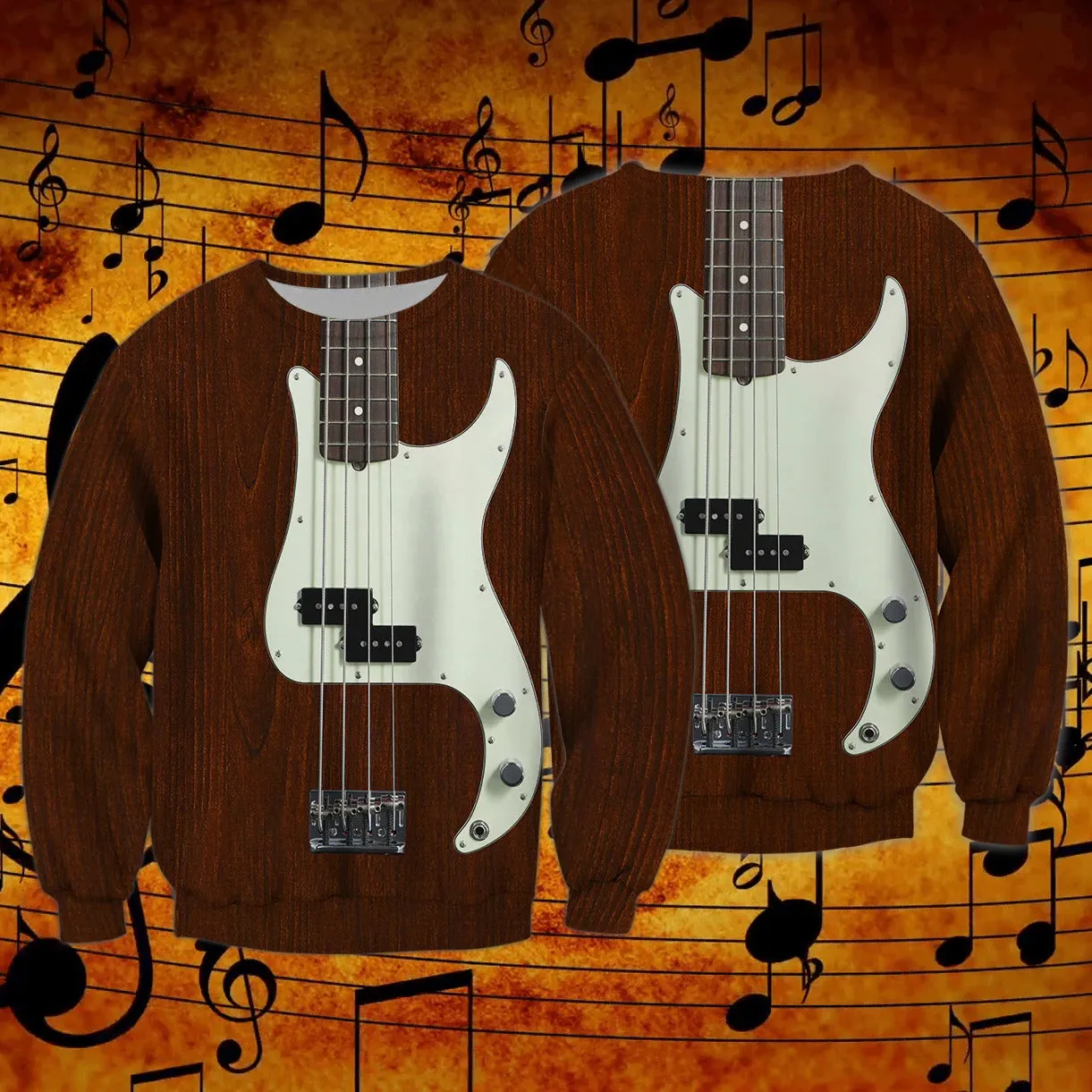 Bass Guitar 3D All Over Printing T Shirt For Guitar Lover, Best Quality Sublimation Shirts For Bass Guitar Men
