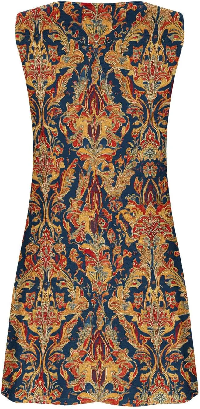 Beach Dresses for Women Casual Sleeveless Print Beach Cute Sundress Sexy Summer Floral Fashion Mini Dress 2025