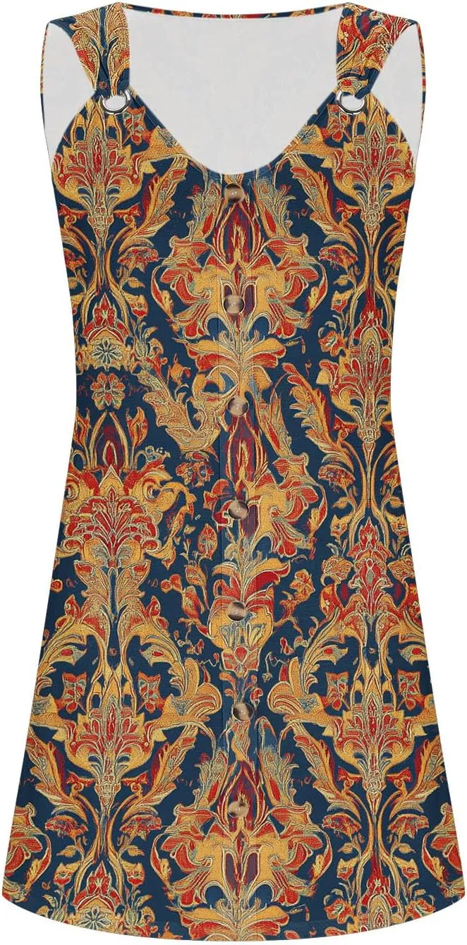 Beach Dresses for Women Casual Sleeveless Print Beach Cute Sundress Sexy Summer Floral Fashion Mini Dress 2025
