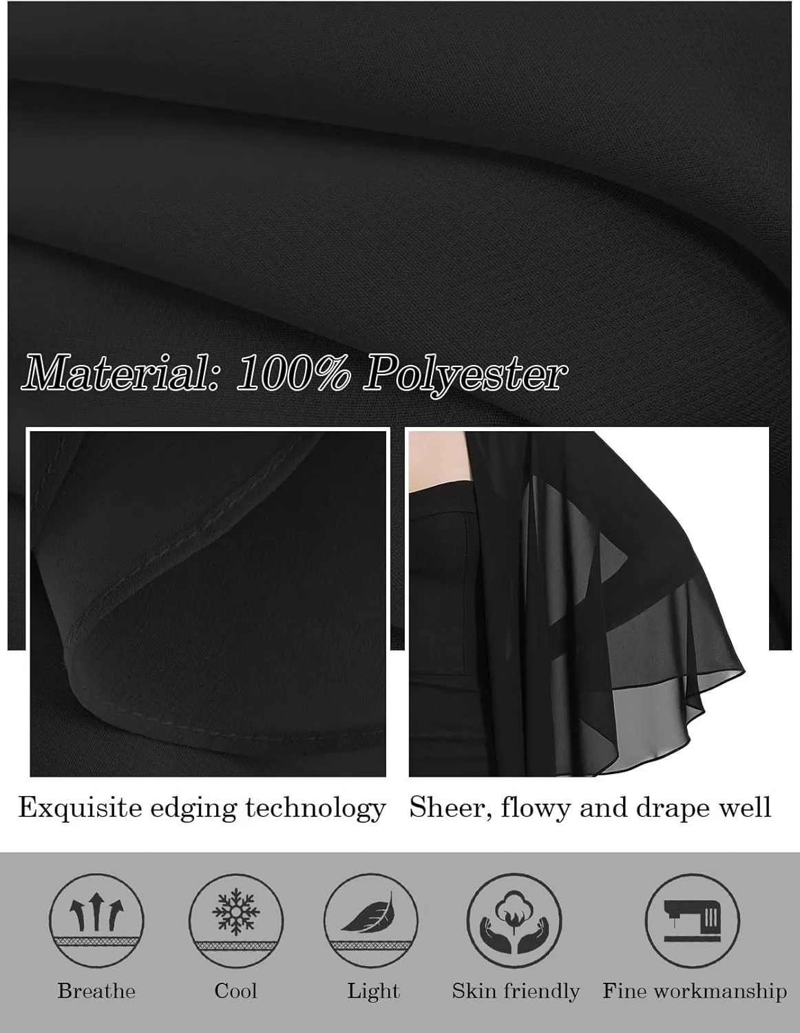 BEAUTELICATE Shawls Wraps Scarf Chiffon For Women Bridal Wedding Evening Dresses
