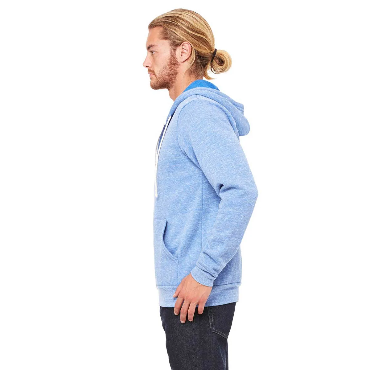 Bella   Canvas Unisex Blue Triblend Sponge Fleece Full-Zip Hoodie