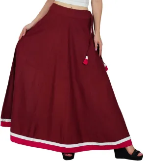Bimba Women Long Boho Maxi Skirt Cotton Flared A-Line Skirts with Drawstring Waist