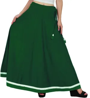 Bimba Women Long Boho Maxi Skirt Cotton Flared A-Line Skirts with Drawstring Waist