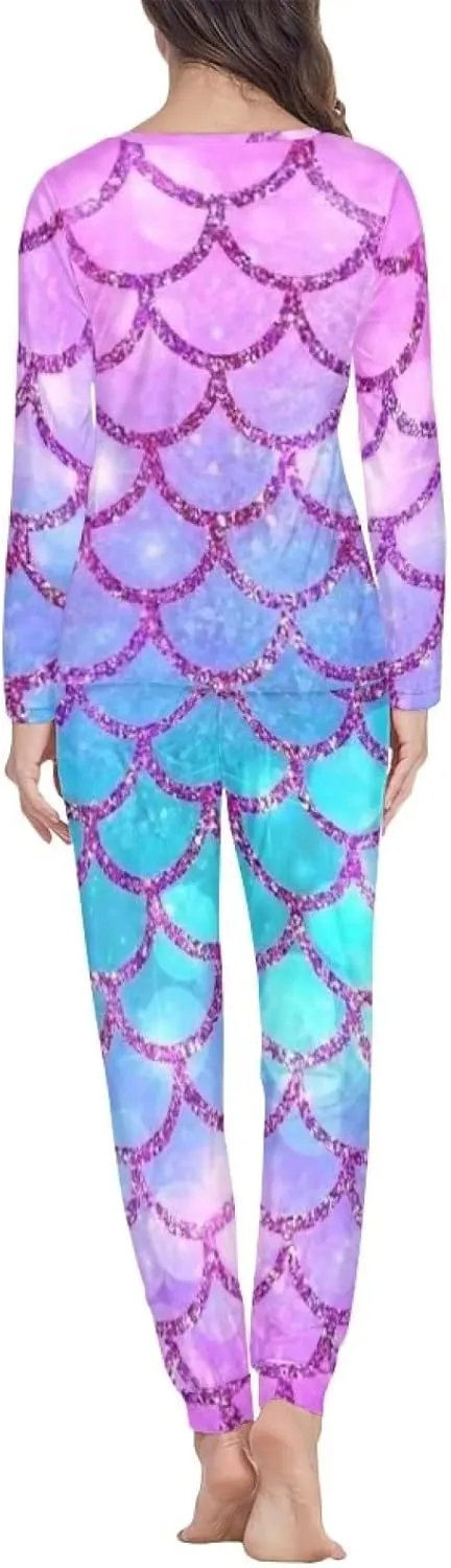 Biyejit Women's Novelty Print Pajamas Set Sleepwear Long Sleeve Top and Pants Loungewear 2 PCS Set