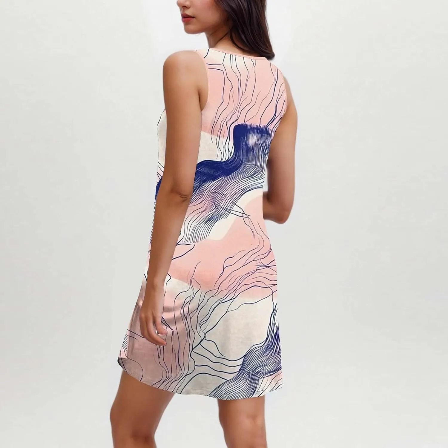 Boho Dresses for Women 2025 Summer Floral Cute Sundress Casual Sleeveless Tank Beach Mini Dress with Pocket