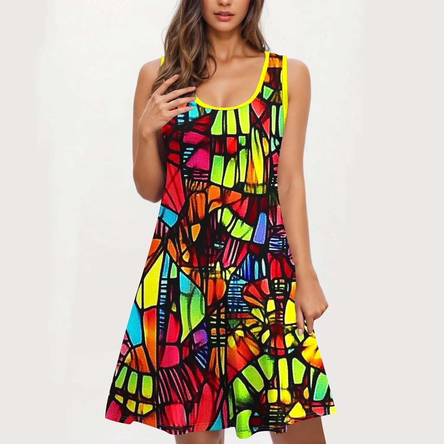 Boho Dresses for Women 2025 Summer Floral Cute Sundress Casual Sleeveless Tank Beach Mini Dress with Pocket