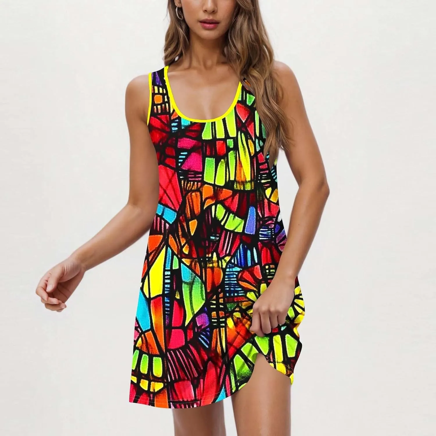 Boho Dresses for Women 2025 Summer Floral Cute Sundress Casual Sleeveless Tank Beach Mini Dress with Pocket