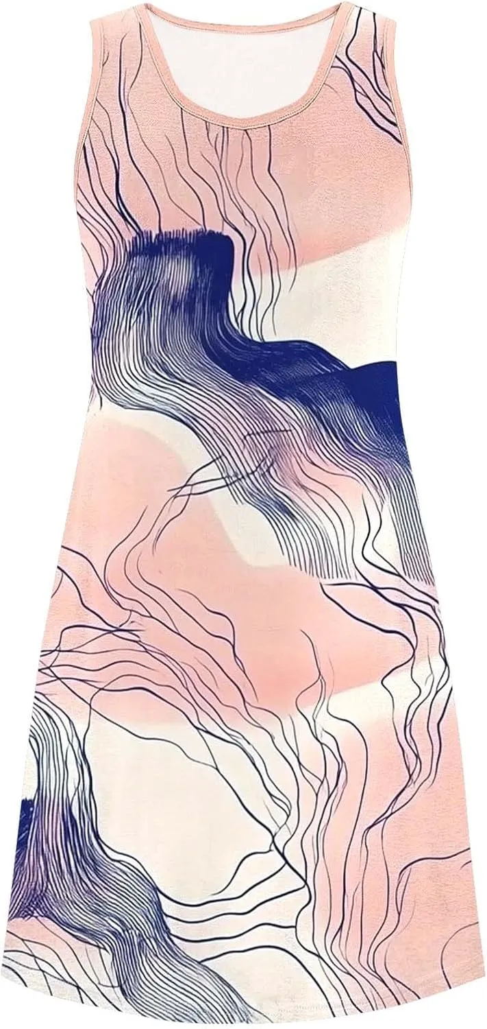 Boho Dresses for Women 2025 Summer Floral Cute Sundress Casual Sleeveless Tank Beach Mini Dress with Pocket