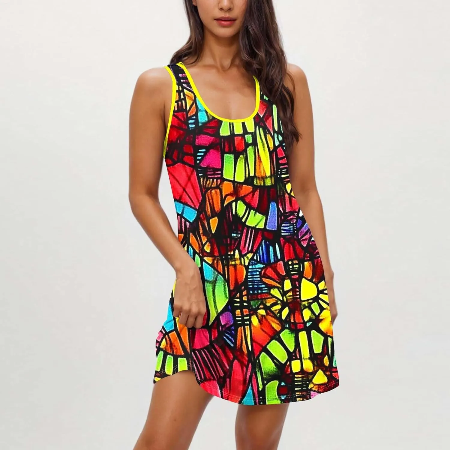 Boho Dresses for Women 2025 Summer Floral Cute Sundress Casual Sleeveless Tank Beach Mini Dress with Pocket