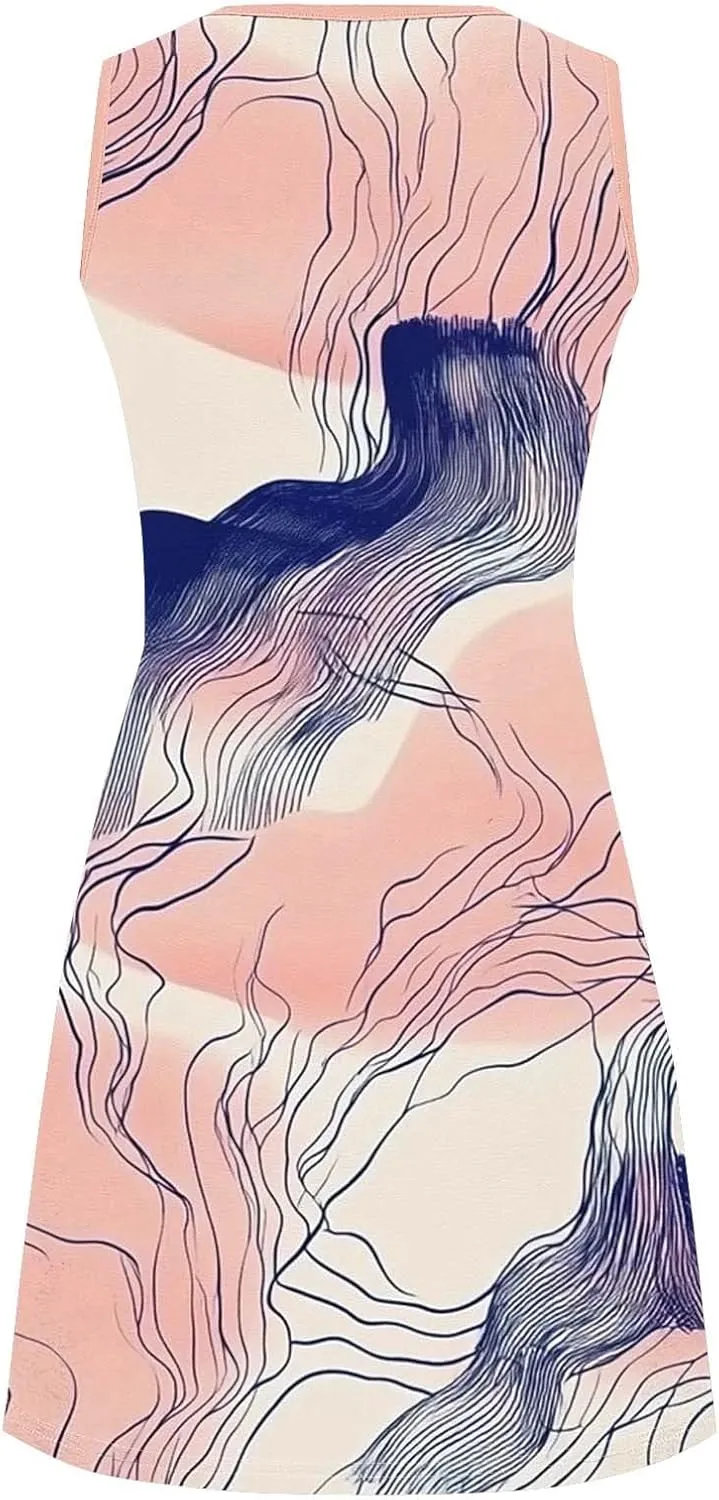 Boho Dresses for Women 2025 Summer Floral Cute Sundress Casual Sleeveless Tank Beach Mini Dress with Pocket