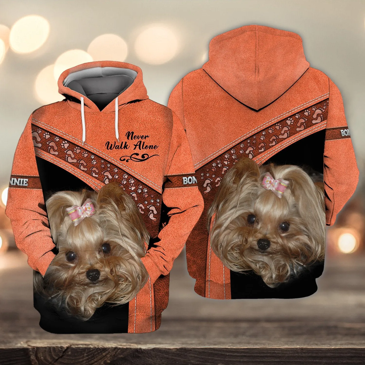 BONNIE Love Never Walk Alone Love Orange 3D Full Print Shirts, Shirt For Dog Lovers, Dog Memorial Gifts for loss of Dog