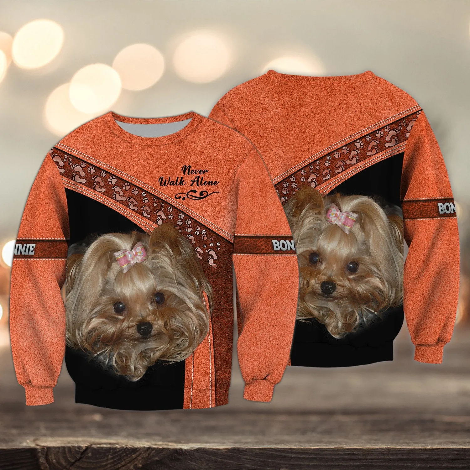 BONNIE Love Never Walk Alone Love Orange 3D Full Print Shirts, Shirt For Dog Lovers, Dog Memorial Gifts for loss of Dog