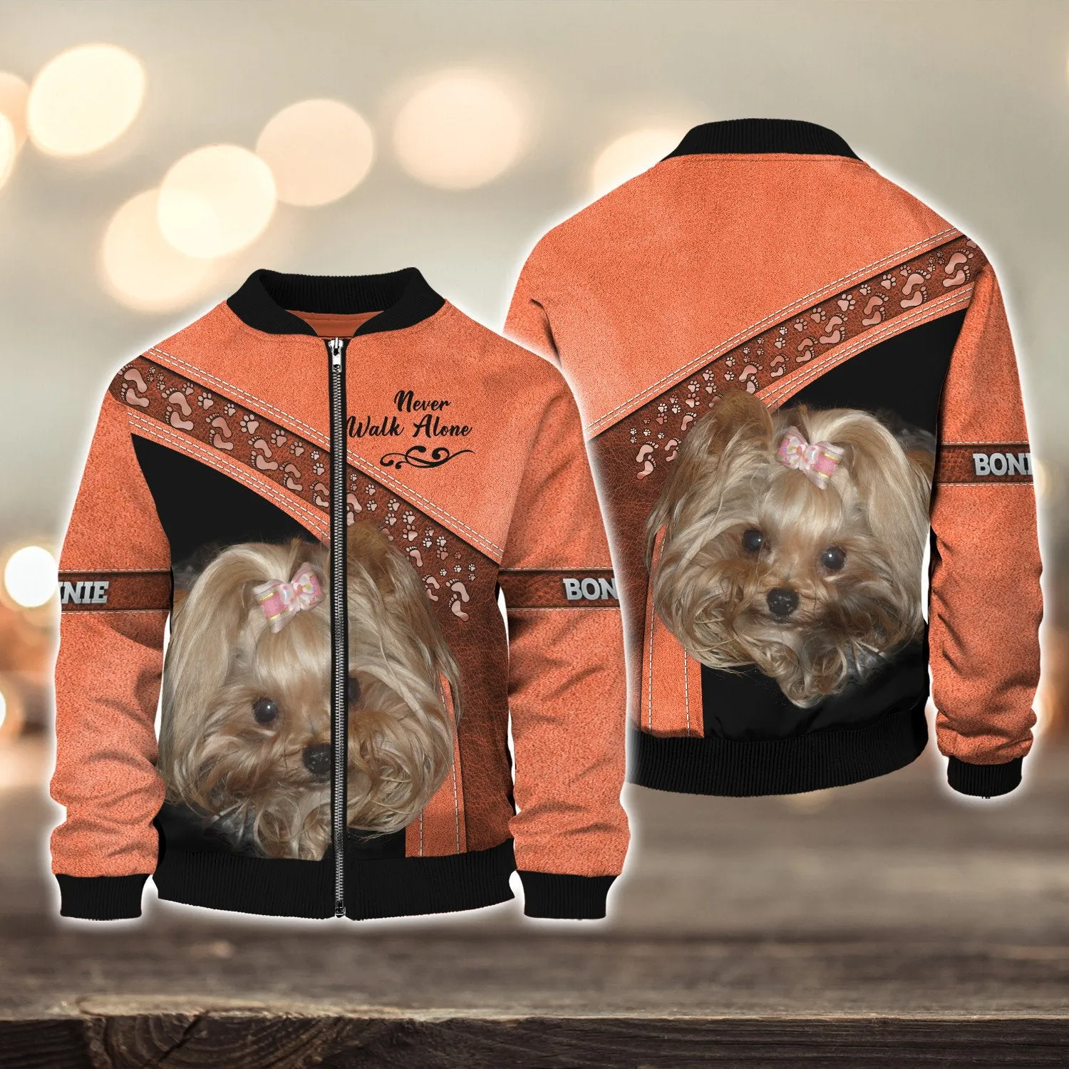BONNIE Love Never Walk Alone Love Orange 3D Full Print Shirts, Shirt For Dog Lovers, Dog Memorial Gifts for loss of Dog