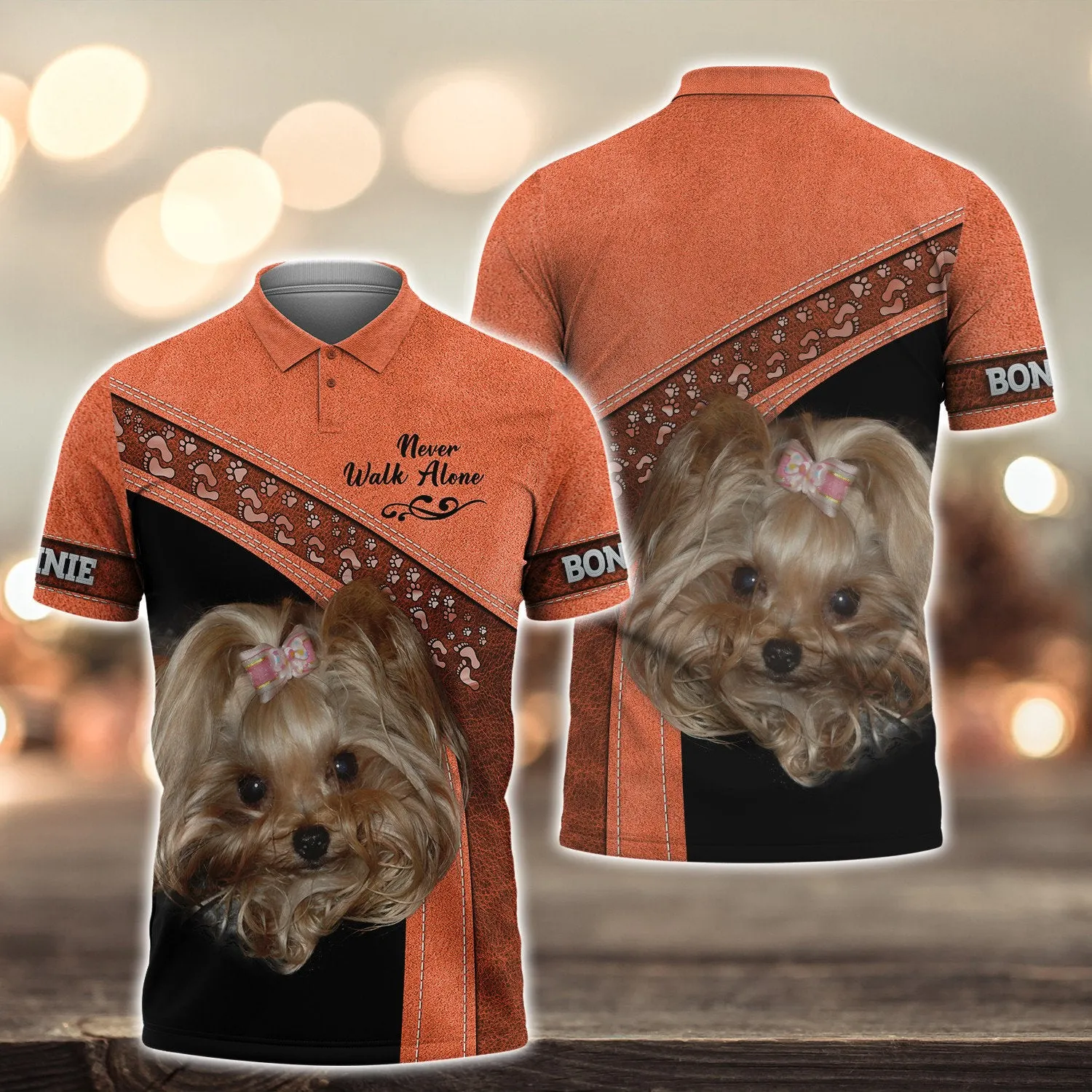 BONNIE Love Never Walk Alone Love Orange 3D Full Print Shirts, Shirt For Dog Lovers, Dog Memorial Gifts for loss of Dog