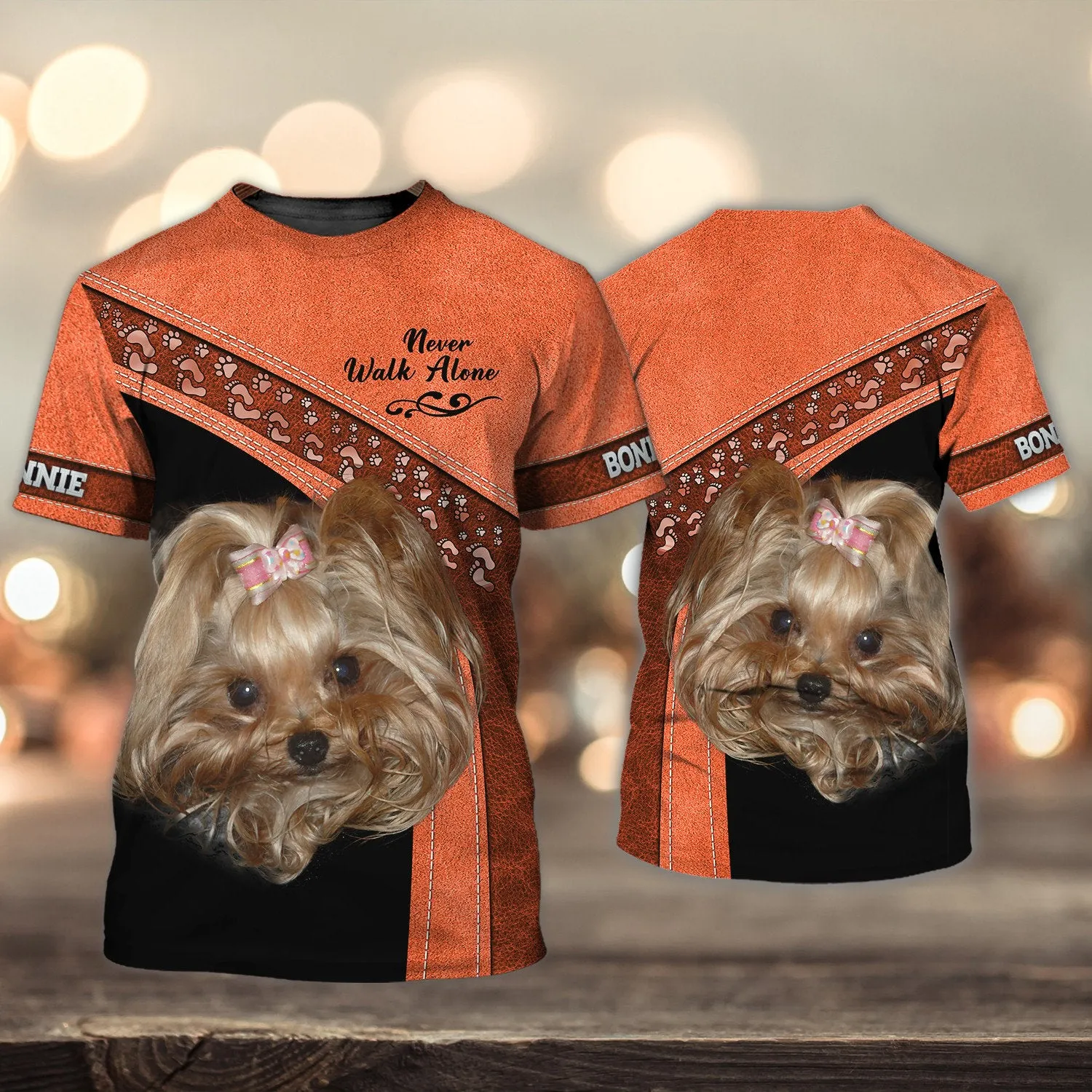 BONNIE Love Never Walk Alone Love Orange 3D Full Print Shirts, Shirt For Dog Lovers, Dog Memorial Gifts for loss of Dog