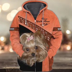 BONNIE Love Never Walk Alone Love Orange 3D Full Print Shirts, Shirt For Dog Lovers, Dog Memorial Gifts for loss of Dog
