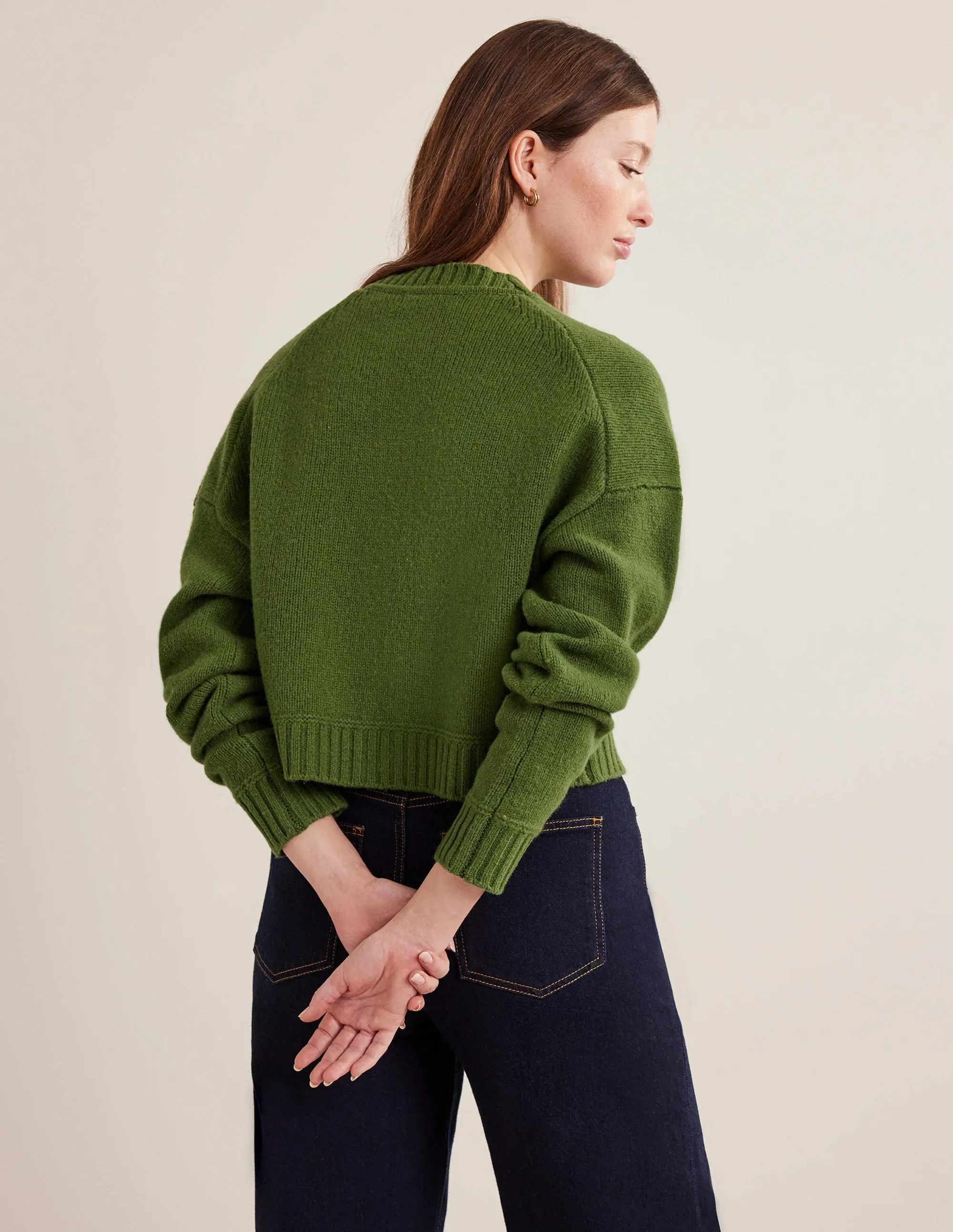 Brushed Wool Cropped Cardigan-Park Ranger