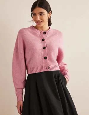 Brushed Wool Cropped Cardigan-Pink Lemonade