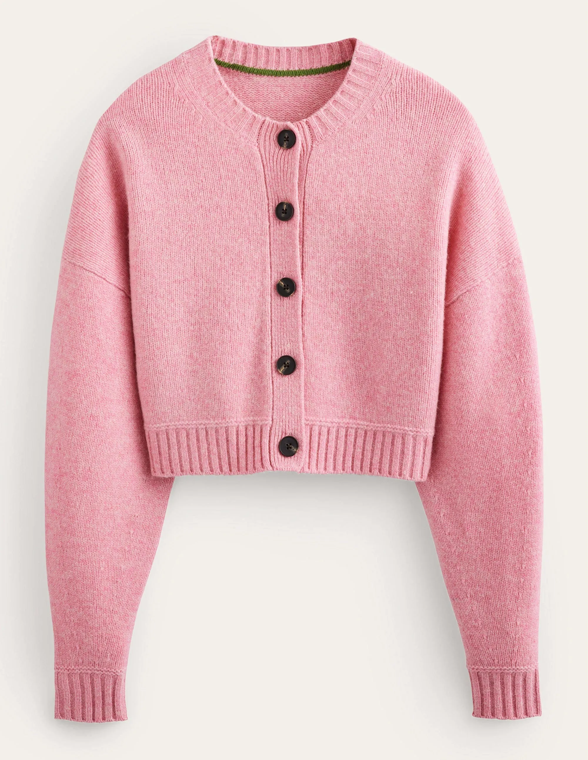 Brushed Wool Cropped Cardigan-Pink Lemonade