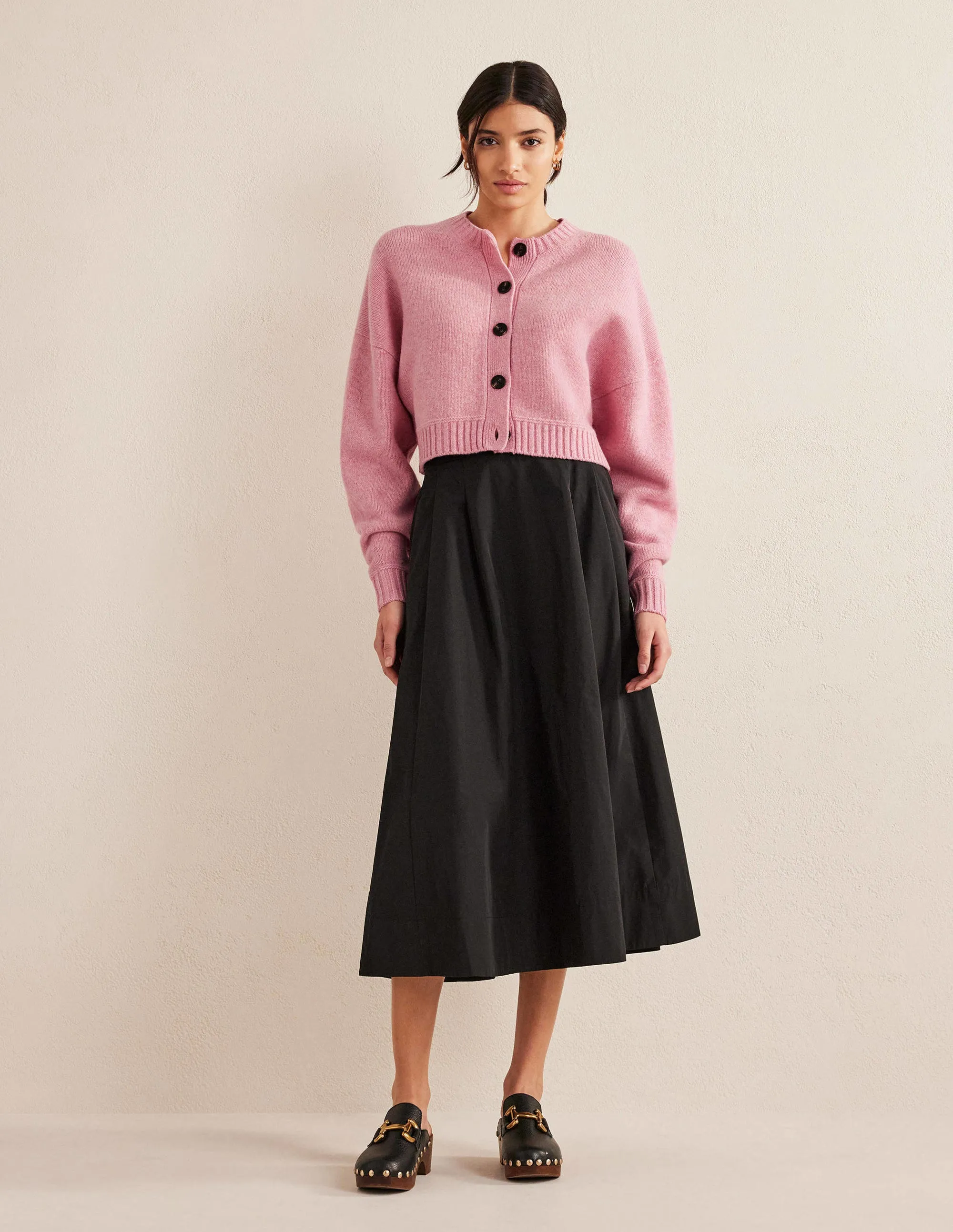 Brushed Wool Cropped Cardigan-Pink Lemonade
