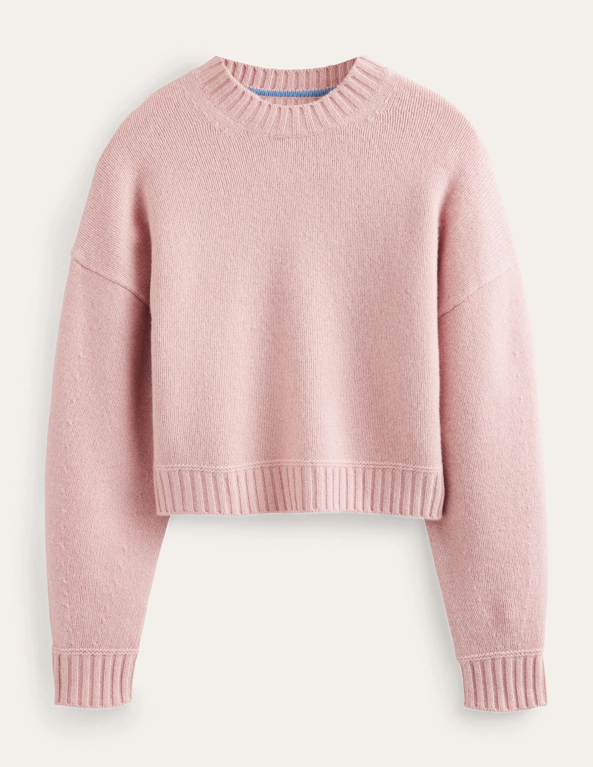 Brushed Wool Cropped Jumper-Chalky Pink