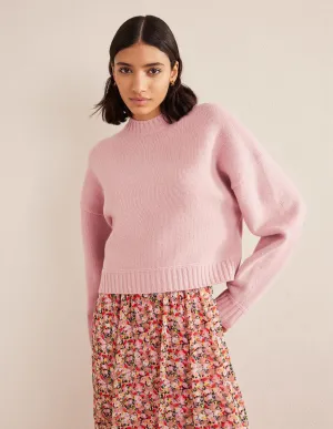 Brushed Wool Cropped Jumper-Chalky Pink