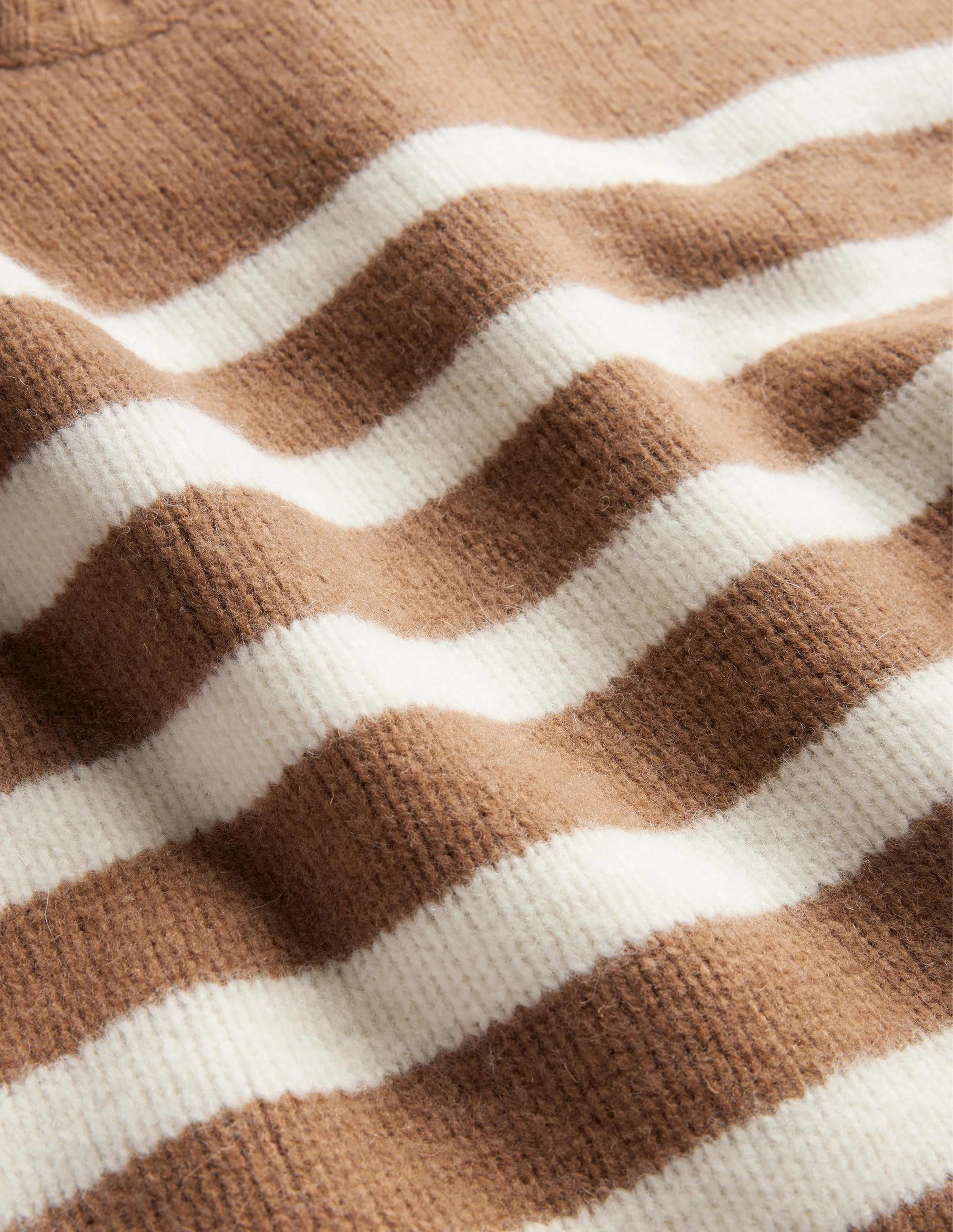 Brushed Wool Cropped Jumper-Teddy Bear, Ivory Stripe