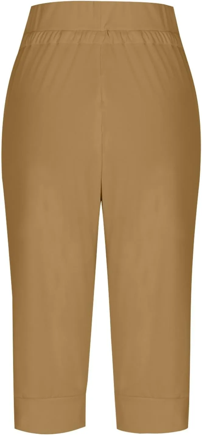 Capri Pants for Women High Waisted Drawstring Joggers Stretch Lightweight Casual Hiking Pant Capri with Pockets