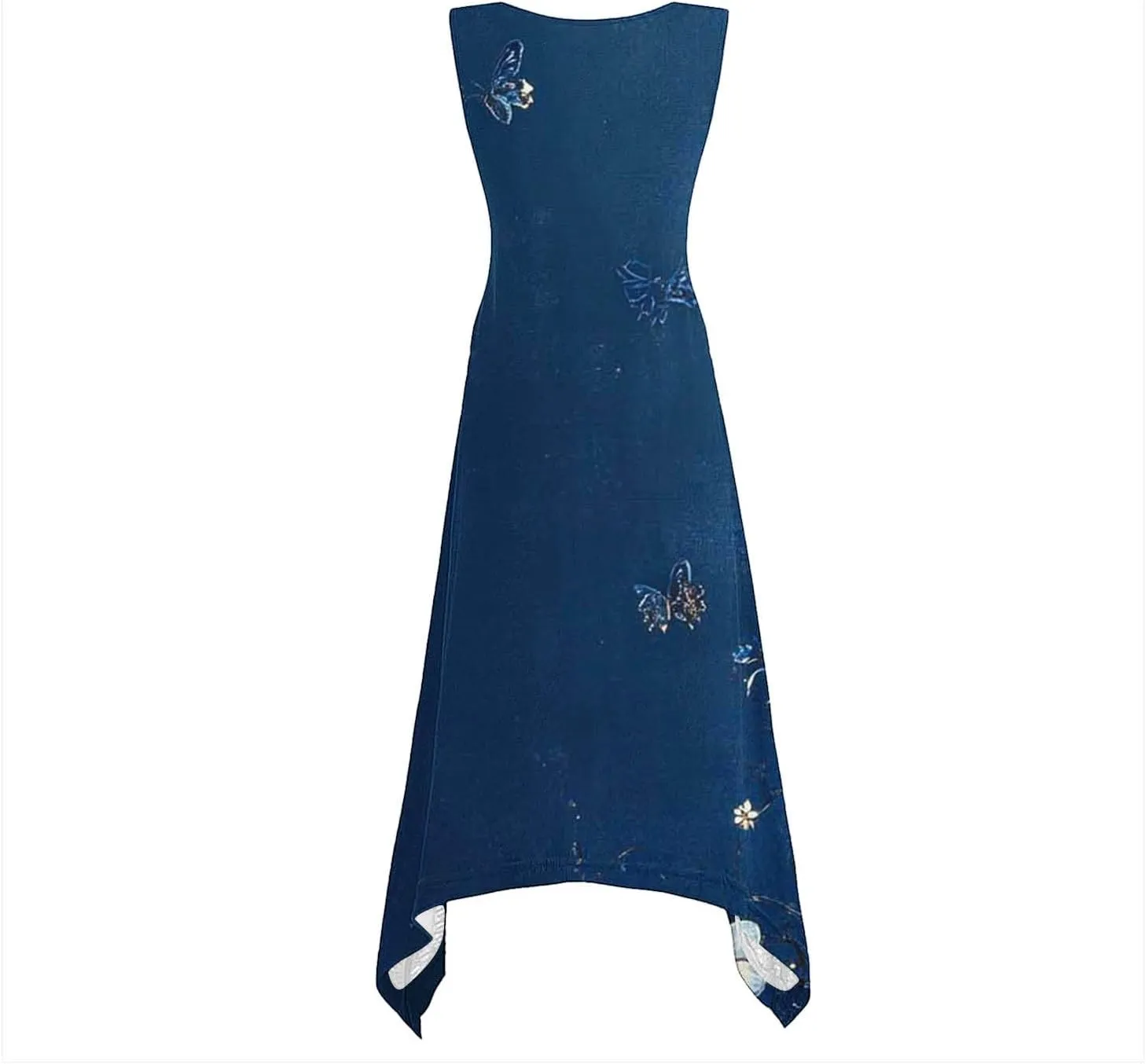 Casual Dresses for Women Summer Sleeveless Floral Beach Sundresses Flowy Irregular Hem Wedding Guest Midi Dress