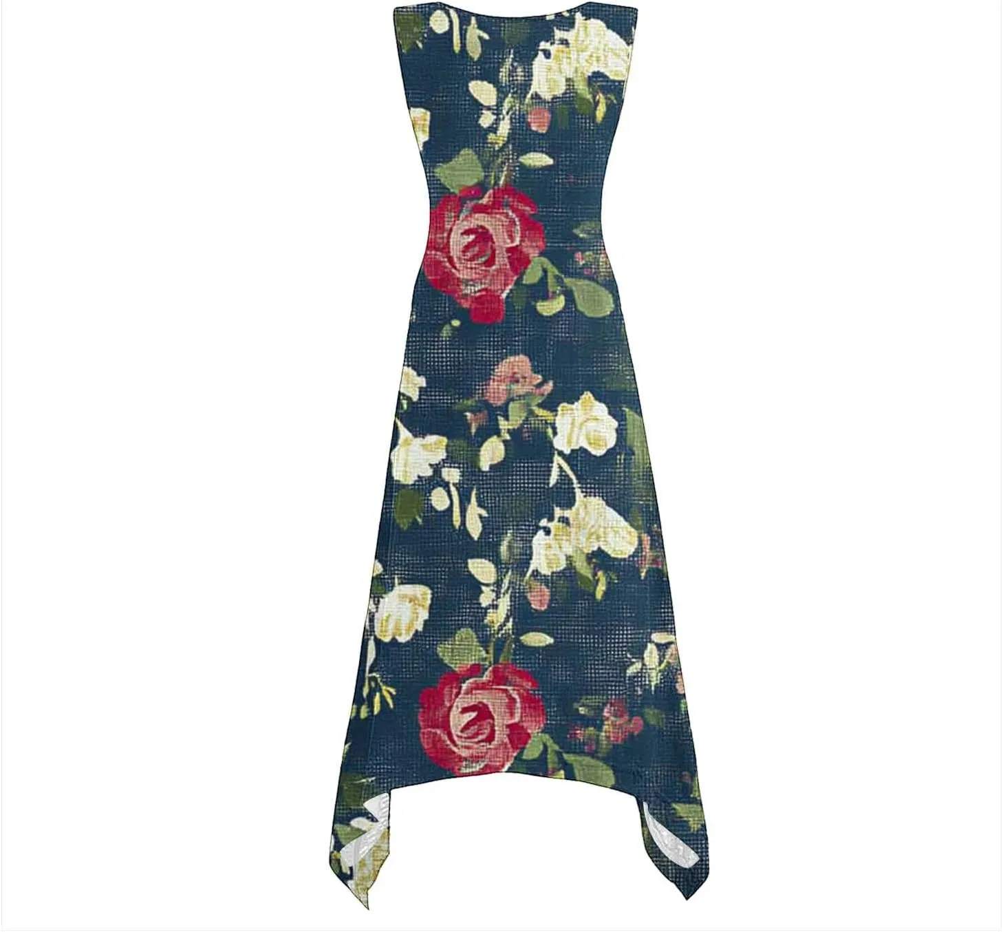 Casual Dresses for Women Summer Sleeveless Floral Beach Sundresses Flowy Irregular Hem Wedding Guest Midi Dress