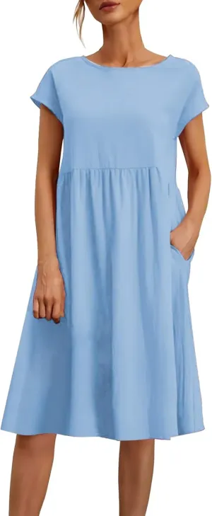 Casual Summer Dresses for Women 2025,Women's T Shirt Dress Boho Dresses Beach Vacation Plus Size Short Sleeves Dress