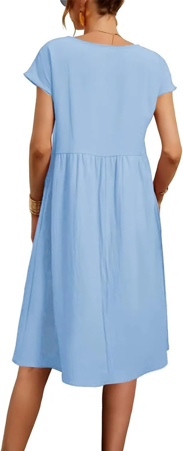 Casual Summer Dresses for Women 2025,Women's T Shirt Dress Boho Dresses Beach Vacation Plus Size Short Sleeves Dress
