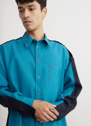 Contrast Panel Tropical Wool Shirt