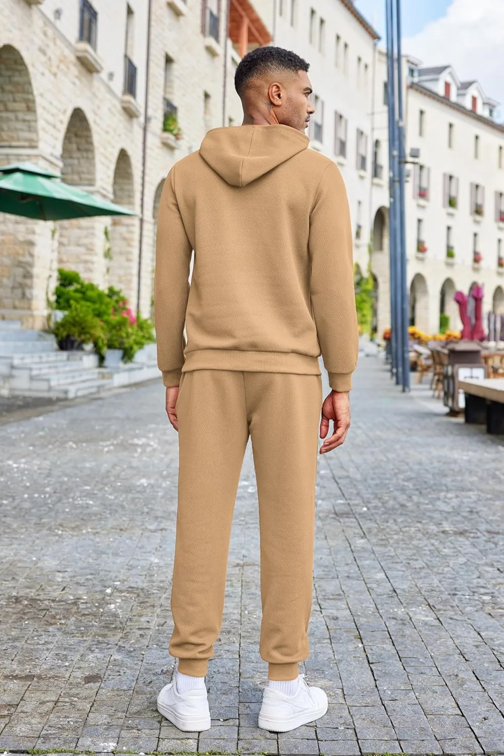 COOFANDY Men's Tracksuits 2 Pieces Waffle Hoodies Sweatsuit Sets Sports Jogging Suit Set