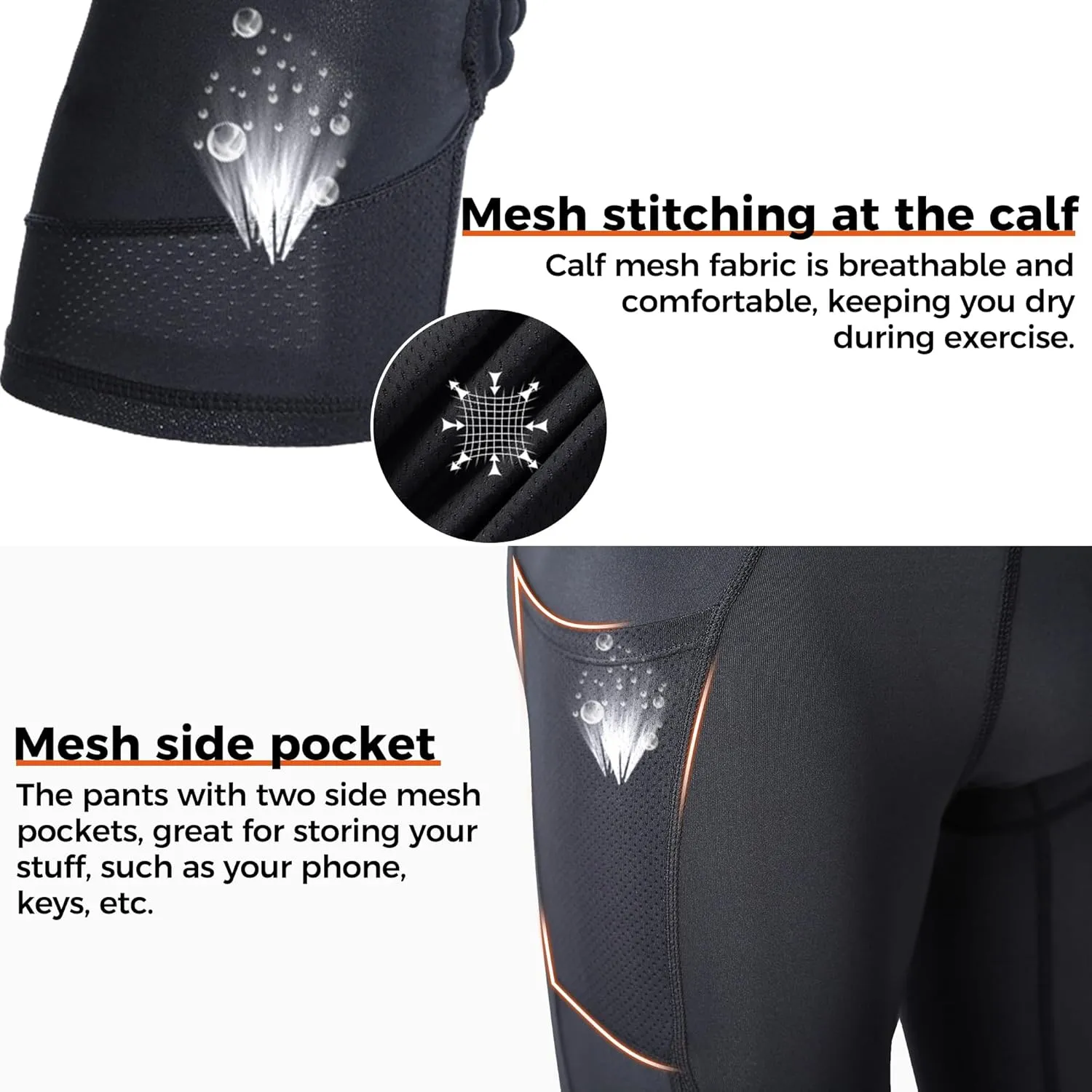 COOLOMG Basketball Leggings with Knee Pads for Kids Youth 3/4 Compression Pants Capri Tights Side Pockets