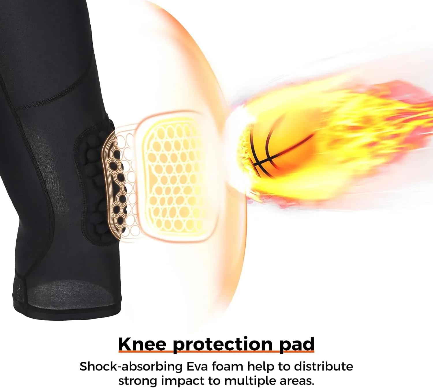 COOLOMG Basketball Leggings with Knee Pads for Kids Youth 3/4 Compression Pants Capri Tights Side Pockets